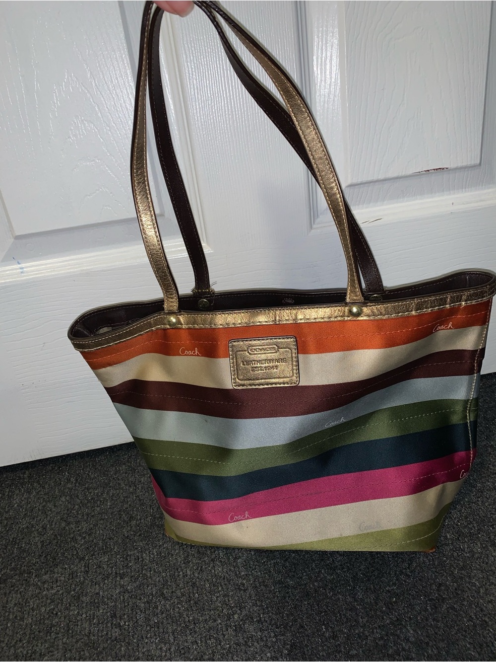 Y2K Coach Multi-Stripe Canvas Tote - Multicolor used
